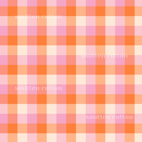 The image is a repeating pattern of pink and orange squares, creating a checkered or plaid effect.