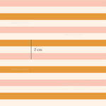 a pink and orange striped wall with a line drawn across it