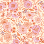 a floral pattern with pink and blue flowers