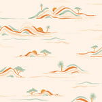 a wallpaper with a pattern of mountains and trees