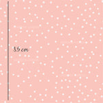 a pink background with white polka dots