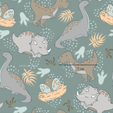 Dino Eggs Sage- Cotton Woven Retail