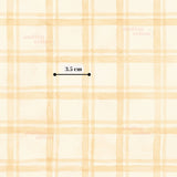 The image is a watercolor painting with a grid-like pattern of lines and squares. The painting has a light peach color scheme, and there is a small black line in the center of the image.