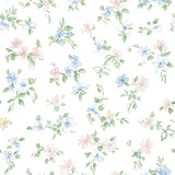 a repeating pattern of various colorful flowers and leaves, creating a visually appealing and harmonious design.