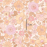 a floral wallpaper with pink, yellow and orange flowers