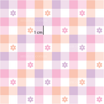 a pink and purple checkered pattern with flowers