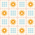 a pattern of sun on a white background