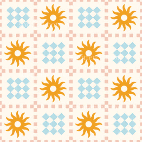 a pattern of sun on a white background