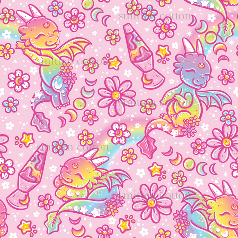 a pink background with unicorns and flowers