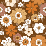 a bunch of flowers on a brown background