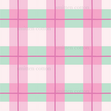 a pink and green checkered pattern with white squares