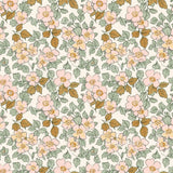 The image is a repeating pattern of pink flowers with green leaves, creating a visually appealing and harmonious design.