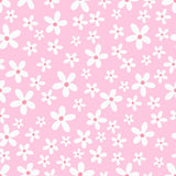 a repeating pattern of white flowers against a pink background.