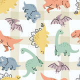 a variety of colorful dinosaurs, including a blue dinosaur, a yellow dinosaur, a green dinosaur, and other dinosaurs in different poses and positions.