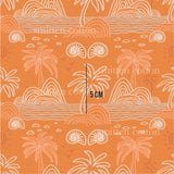 a drawing of a palm tree on an orange background