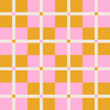 a repeating pattern of pink and orange squares arranged in a grid-like fashion.
