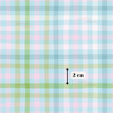 The image is a digital illustration of a plaid pattern with a scale indicating its size.