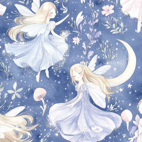 a painting of two fairy girls flying in the sky