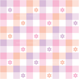 a pink and purple checkered pattern with flowers