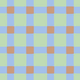 a seamless pattern of squares in various shades of blue and green, with some squares also colored in orange.