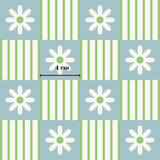 The image is a pattern of white and green flowers arranged in a grid-like layout.