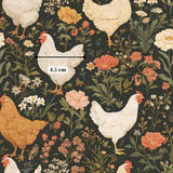 The image is a vibrant and detailed illustration of various chickens and flowers, with a focus on the chickens. The image is a collage of multiple images, and the text "4.5 cm" is visible, indicating the size of the image.