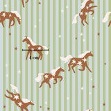 a pattern of brown horses with white stars on a striped background.
