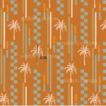 a pattern of palm trees on an orange background