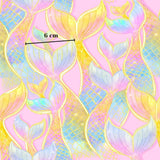 The image is a vibrant and colorful pattern featuring numerous mermaid tails in shades of pink, blue, and yellow. The tails are intricately detailed, creating a visually striking and whimsical design. The image is approximately 6 centimeters in width, as indicated by the text in the top right corner.