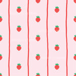 a pattern of strawberries on a pink background