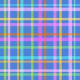 a vibrant, colorful plaid pattern with diagonal lines in various shades of blue, pink, yellow, and orange. The pattern creates a visually striking and dynamic design.