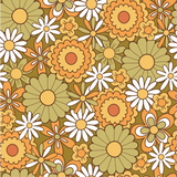 a pattern of flowers on a brown background