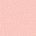 a pink background with white polka dots