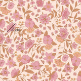 a pink and brown floral pattern with the word mom on it