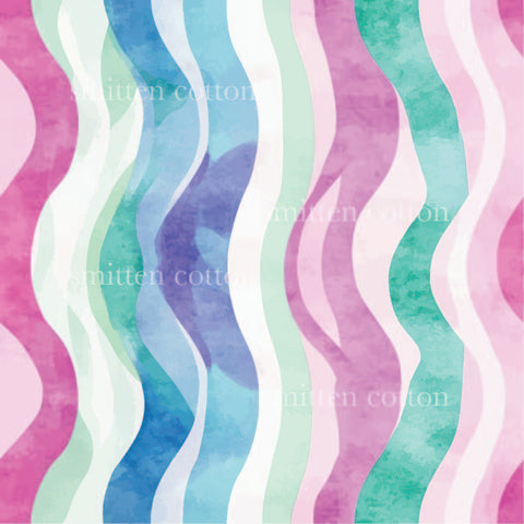 a watercolor painting of wavy lines
