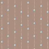 a repeating pattern of blue stars and white dots on a brown background.