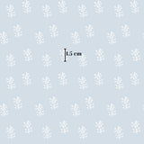 a repeating pattern of white flowers or plants against a light blue background.