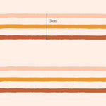 a pink and orange striped wallpaper with measurements