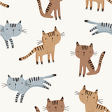 a group of cats that are on a white surface