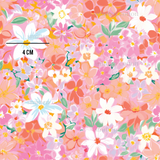 a pink flowered background with white and pink flowers