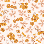 a white background with orange flowers and leaves