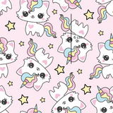 a pink background with unicorns and stars