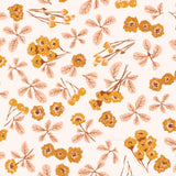 a white background with orange flowers and leaves