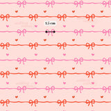 a repeating pattern of pink and red bows on a light pink background.
