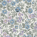 a white background with blue and purple flowers