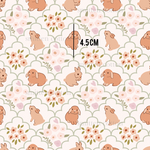 a pattern of rabbits and flowers on a white background