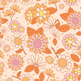 a pattern of flowers and leaves on a white background