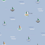 a blue background with a sailboat and a boat