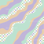 a pattern of wavy lines in pastel colors