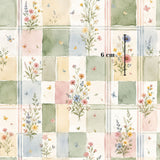 The image is a collage of various watercolor-style floral patterns, each containing different types of flowers and butterflies. The patterns are arranged in a grid-like fashion, creating a visually appealing and colorful composition.